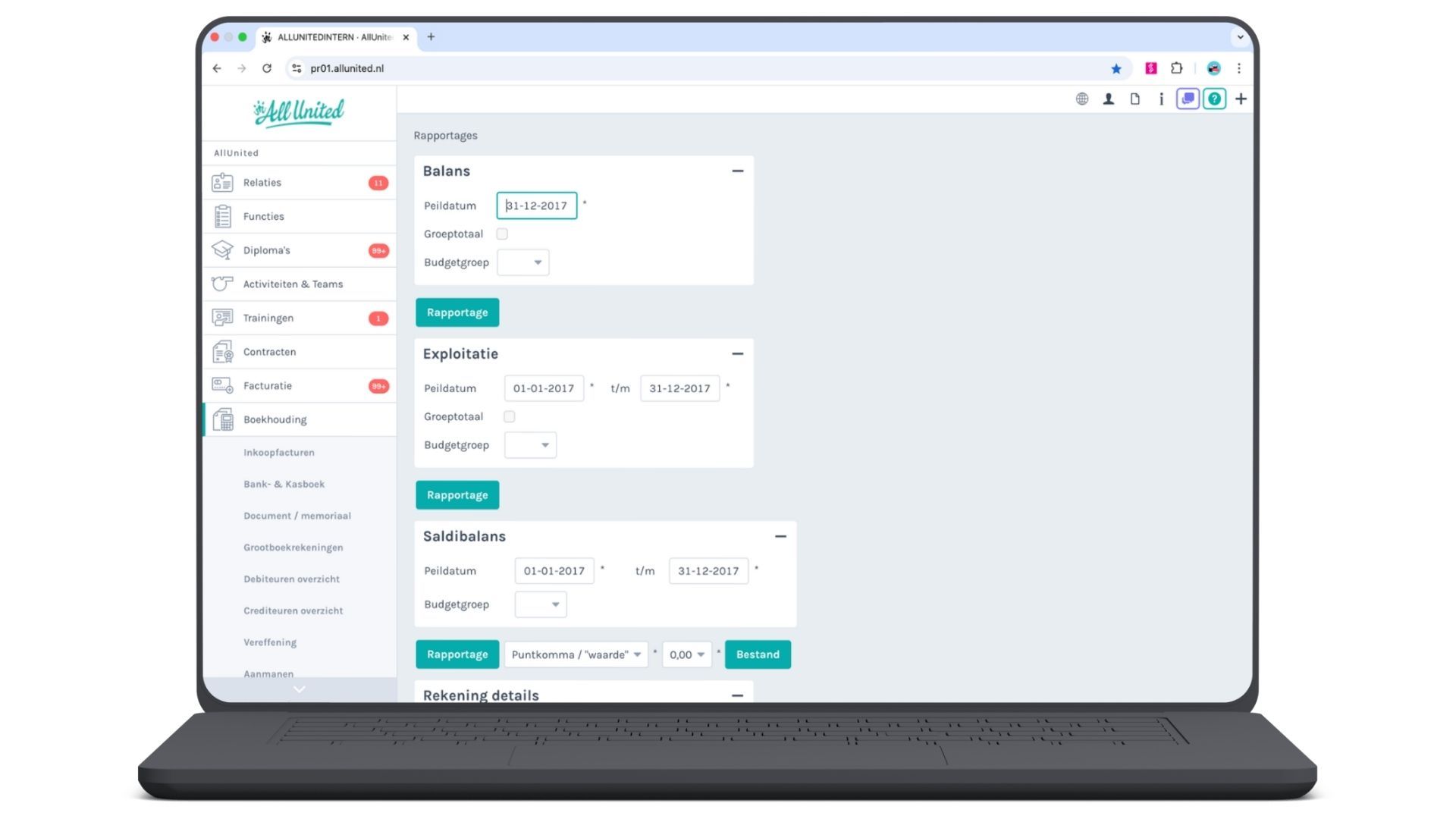 Boekhoudingsmodule voor verenigingen AllUnited
