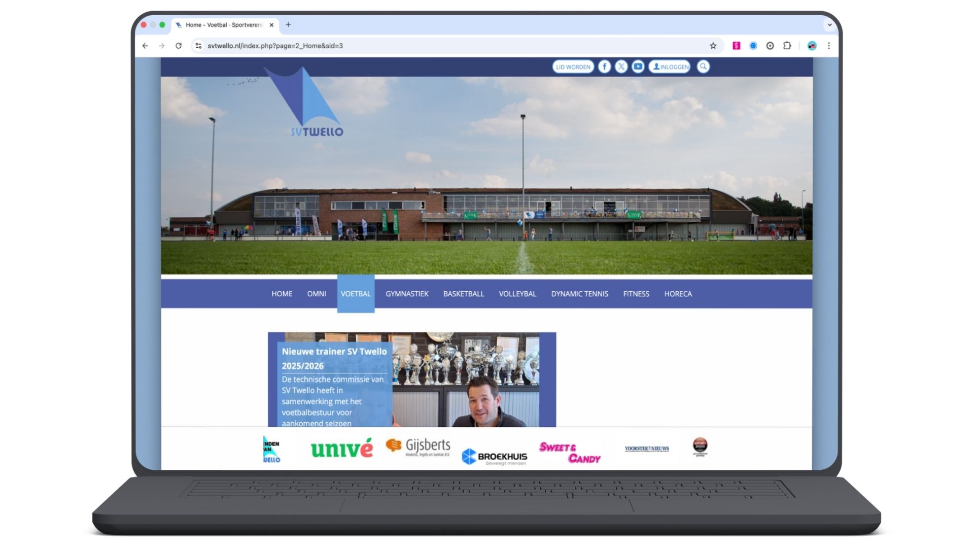 Verenigingswebsite voor voetbalclub